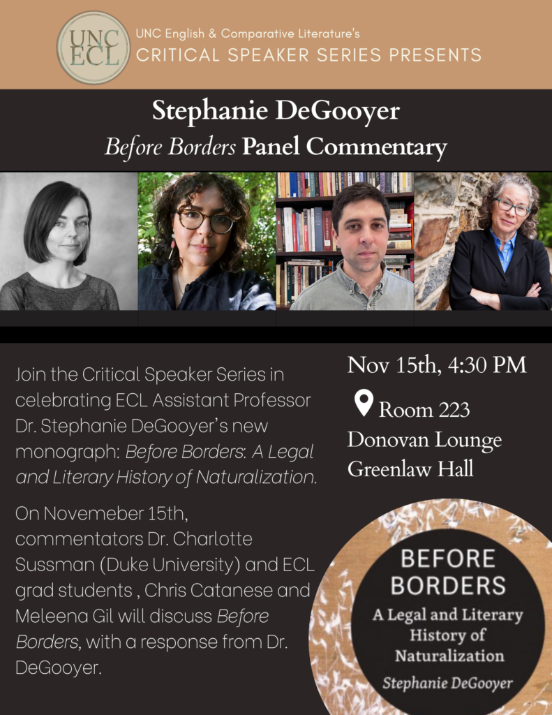 November Critical Speaker Series Stephanie DeGooyer Before Borders